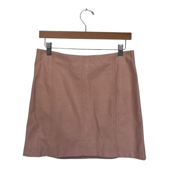 FREE PEOPLE - MODERN FEMME NOVELTY MINI VEGAN SUEDE SKIRT IN MAUVE 8 - Picture 1 of 6
